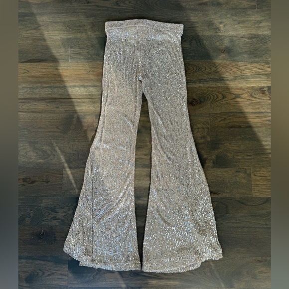 ZARA silver sequin flare pants size small - Picture 10 of 10